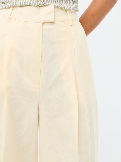 Pantalon large pour femme en toile légère - Kiabi