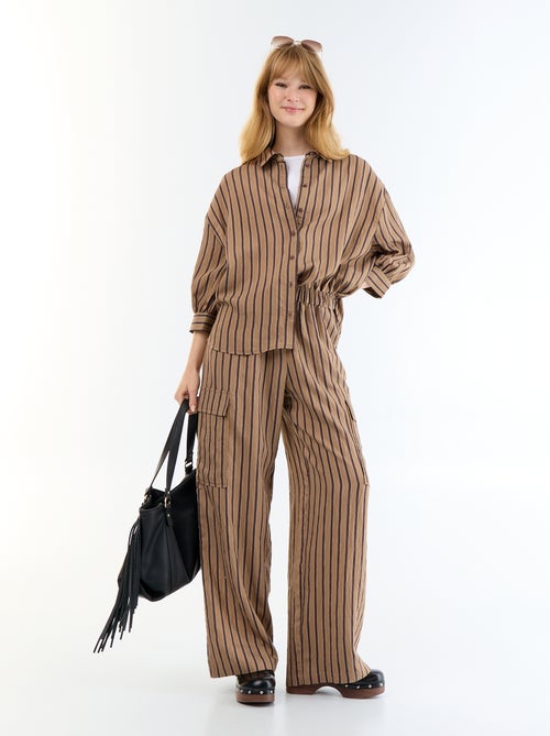 Pantalon large rayé à poches rabats - Kiabi