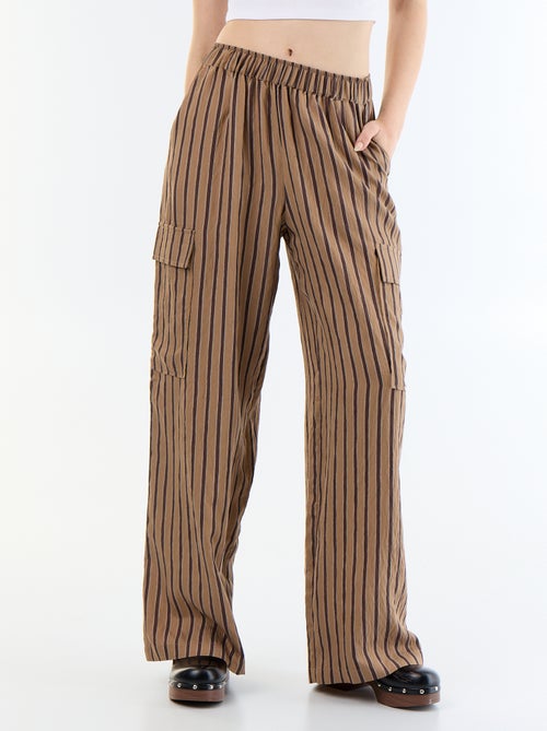 Pantalon large rayé à poches rabats - Kiabi