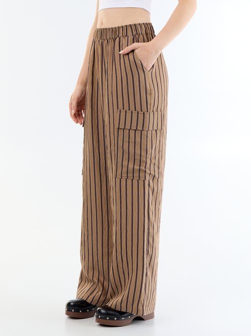 Pantalon large rayé à poches rabats - Kiabi