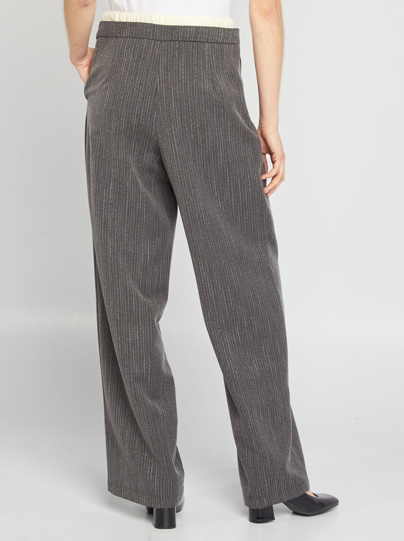 Pantalon large rayé effet 2 en 1 Gris - Kiabi