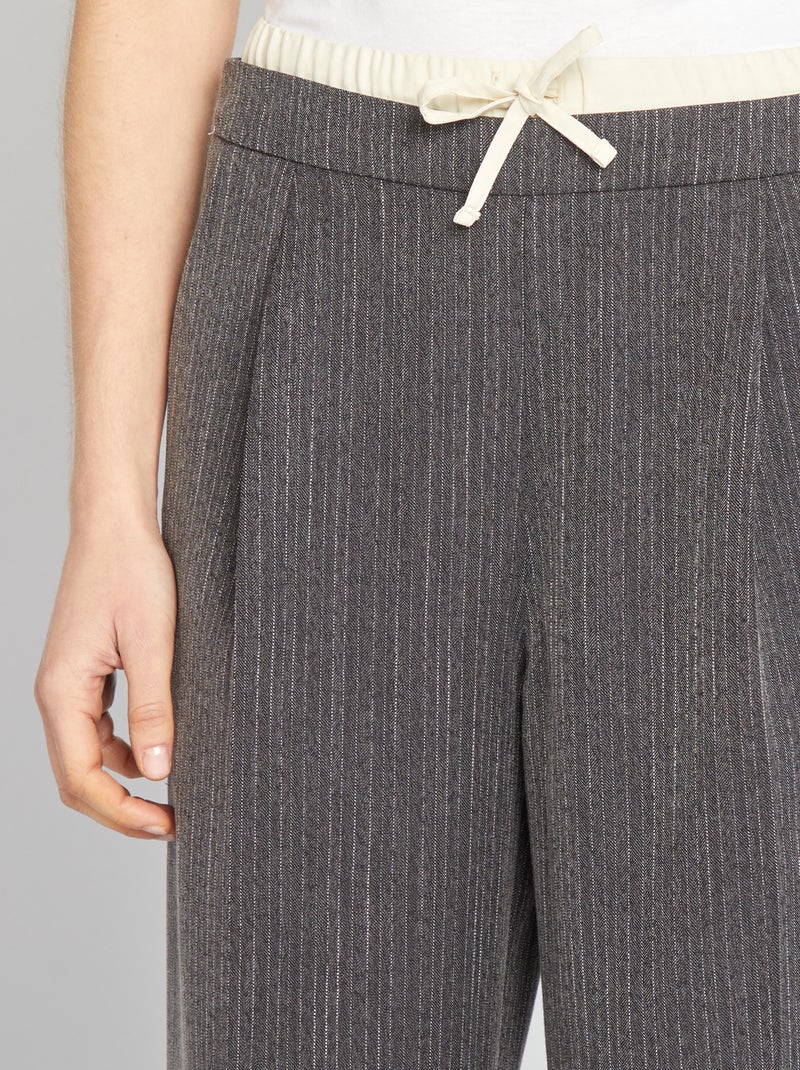Pantalon large rayé effet 2 en 1 Gris - Kiabi