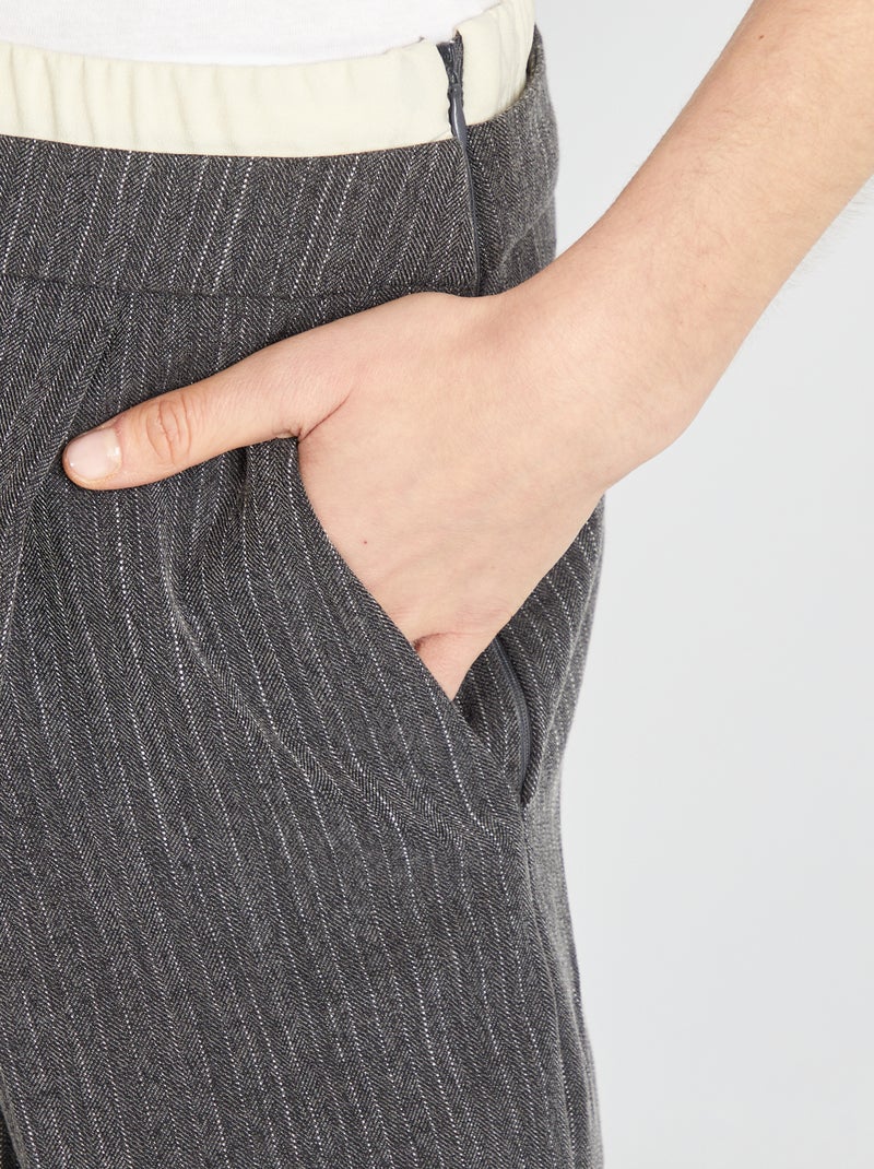 Pantalon large rayé effet 2 en 1 Gris - Kiabi