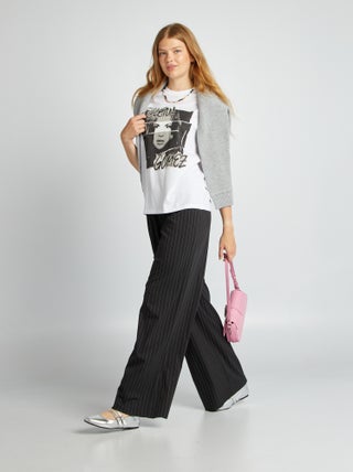 Pantalon large rayé effet sous-vêtements