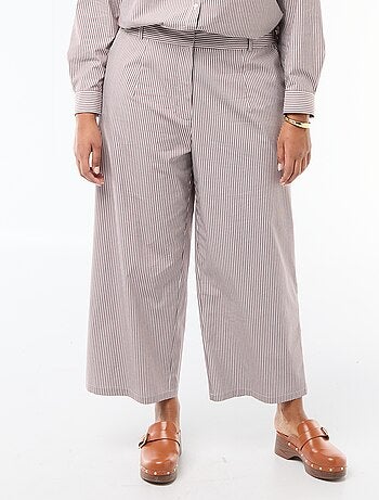 Pantalon large rayé en popeline