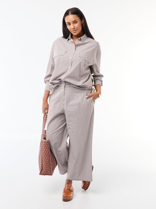 Pantalon large rayé en popeline - Kiabi