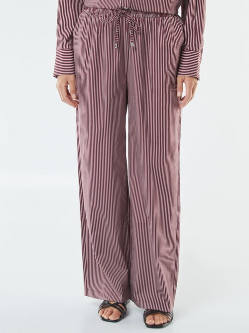 Pantalon large rayé en popeline - Kiabi