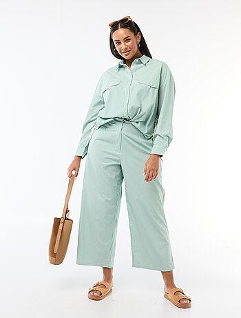 Pantalon large rayé en popeline