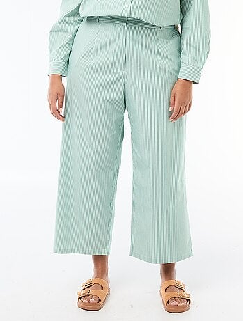 Pantalon large rayé en popeline