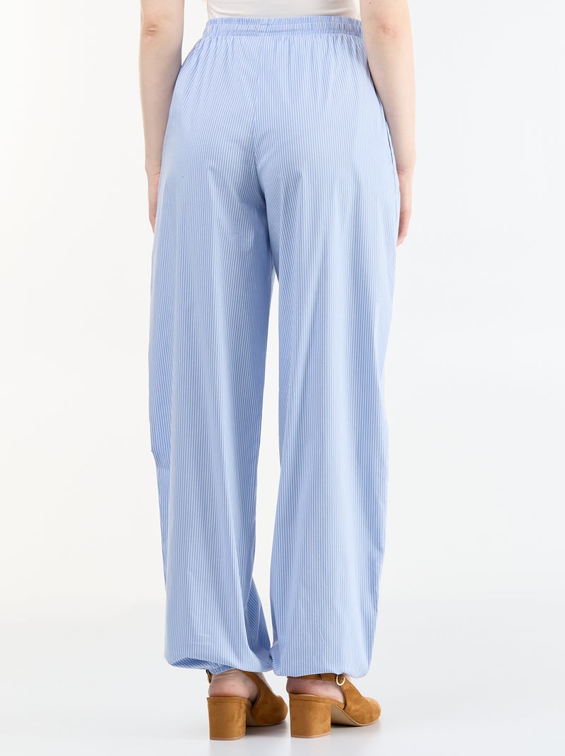 Pantalon large rayé forme balloon Bleu - Kiabi