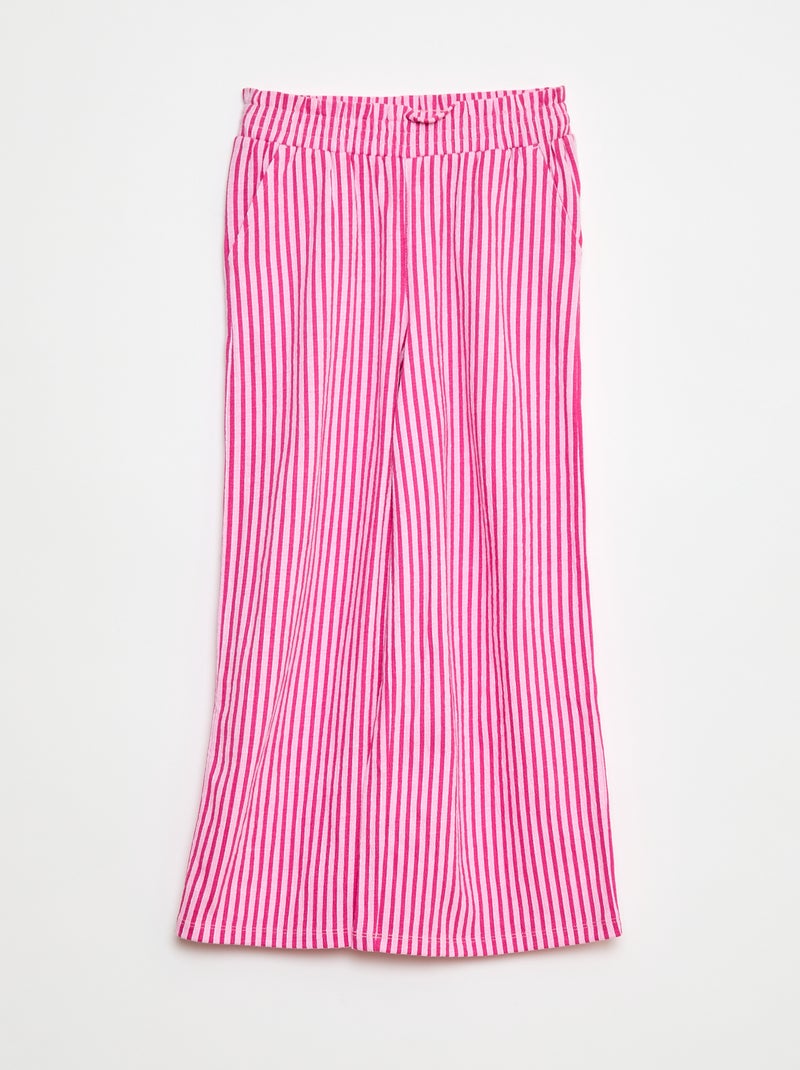 Pantalon large rayé Rose - Kiabi