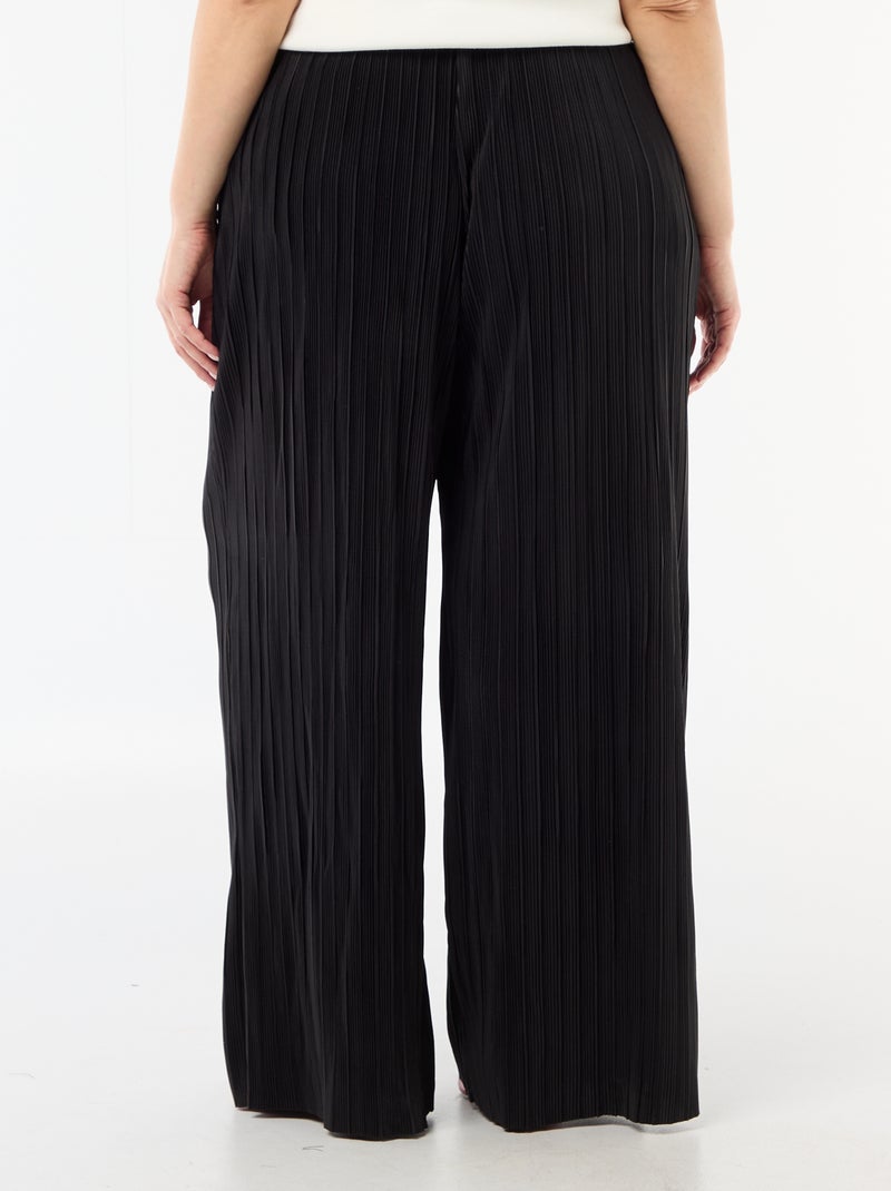 Pantalon large stretch côtelé Noir - Kiabi