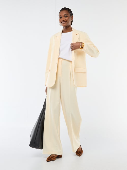 Pantalon large taille haute à 5 poches - Kiabi