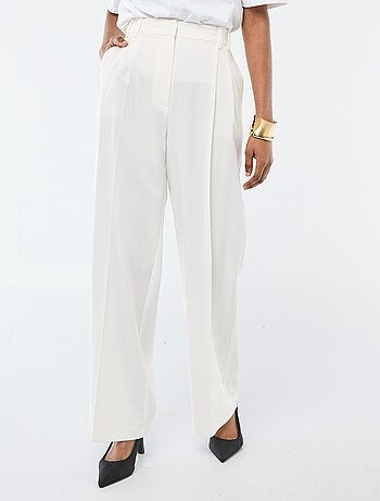 Pantalon large taille haute à 5 poches