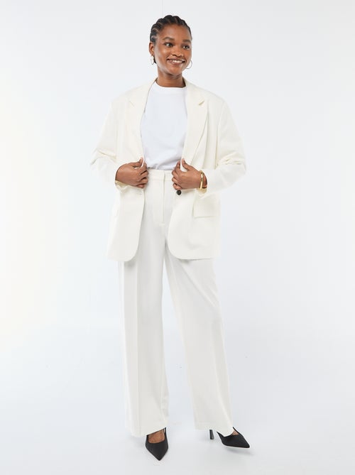 Pantalon large taille haute à 5 poches - Kiabi