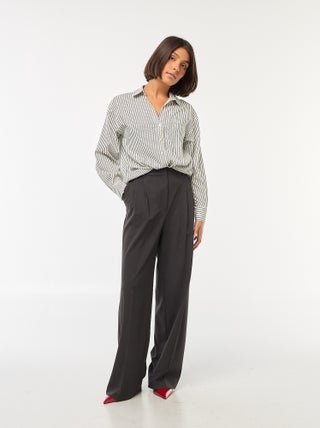 Pantalon large taille haute à 5 poches