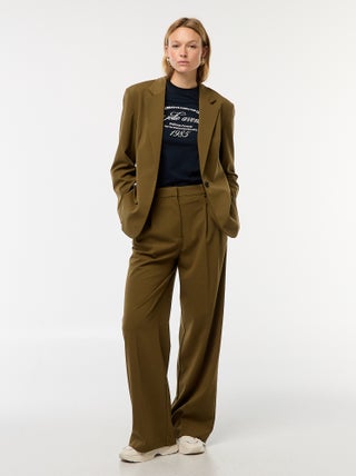 Pantalon large taille haute à 5 poches