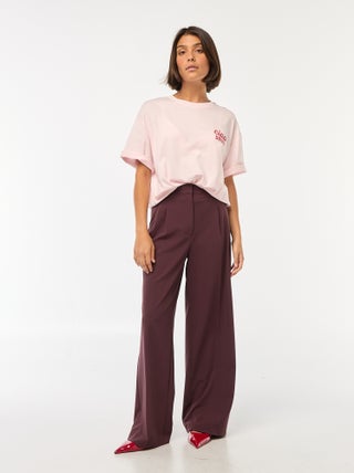 Pantalon large taille haute à 5 poches