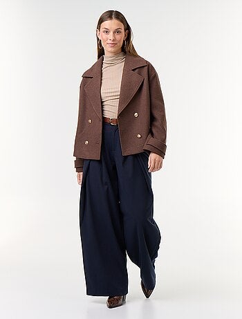 Pantalon large taille haute à pinces