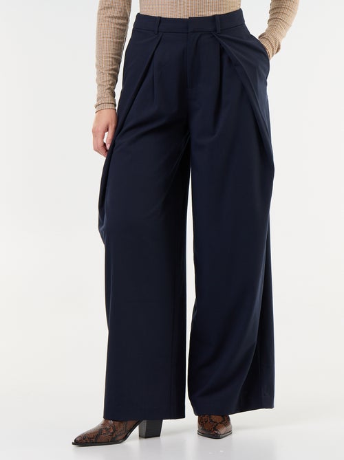 Pantalon large taille haute à pinces - Kiabi