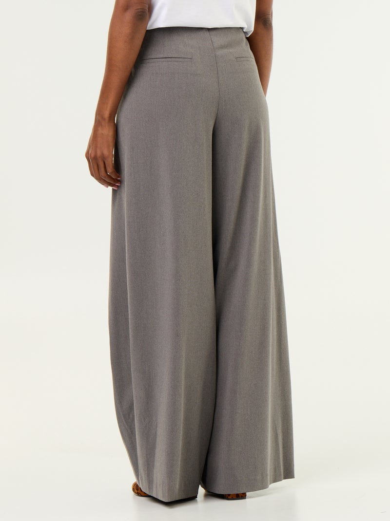 Pantalon large taille haute à pinces Gris - Kiabi