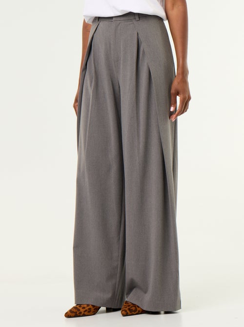 Pantalon large taille haute à pinces - Kiabi