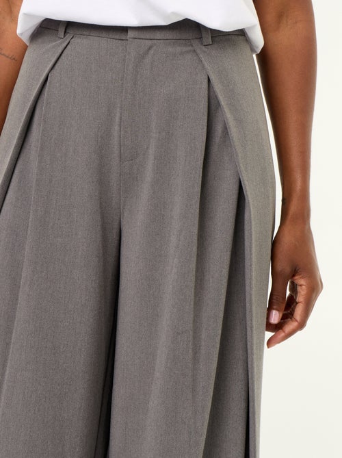 Pantalon large taille haute à pinces - Kiabi