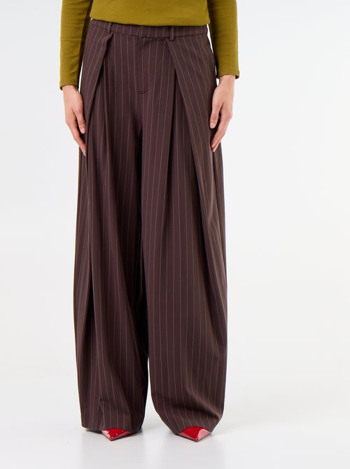 Pantalon large taille haute à pinces - Kiabi