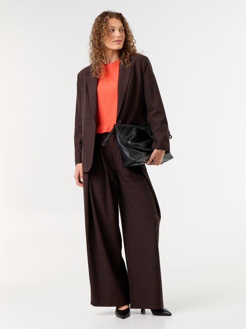 Pantalon large taille haute à pinces - Kiabi
