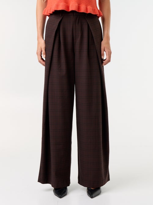 Pantalon large taille haute à pinces - Kiabi
