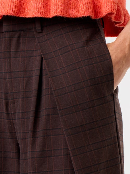 Pantalon large taille haute à pinces - Kiabi