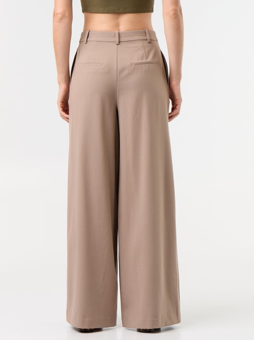 Pantalon large taille haute à pinces - Kiabi