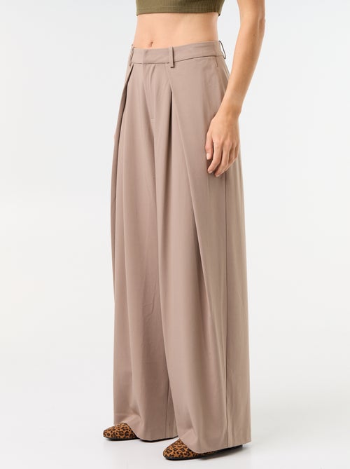 Pantalon large taille haute à pinces - Kiabi