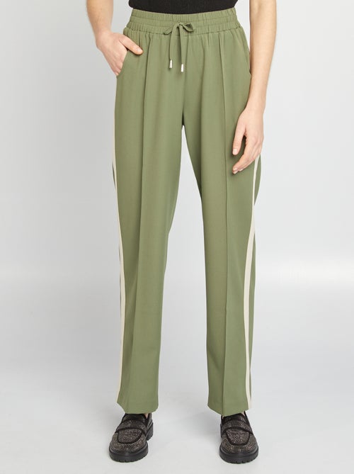 Pantalon large taille haute avec bandes contrastantes - Kiabi