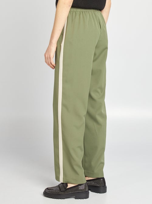 Pantalon large taille haute avec bandes contrastantes - Kiabi
