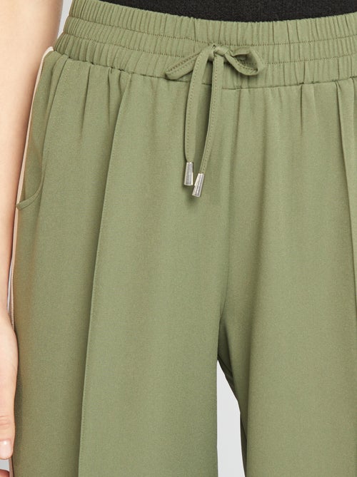 Pantalon large taille haute avec bandes contrastantes - Kiabi