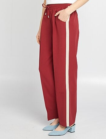 Pantalon large taille haute avec bandes contrastantes