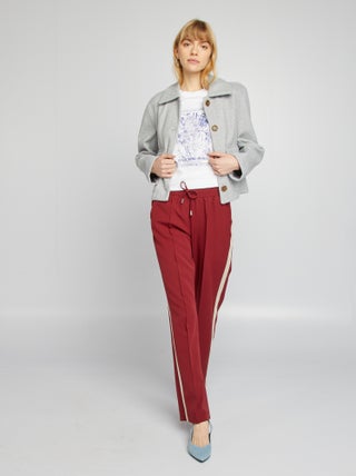 Pantalon large taille haute avec bandes contrastantes