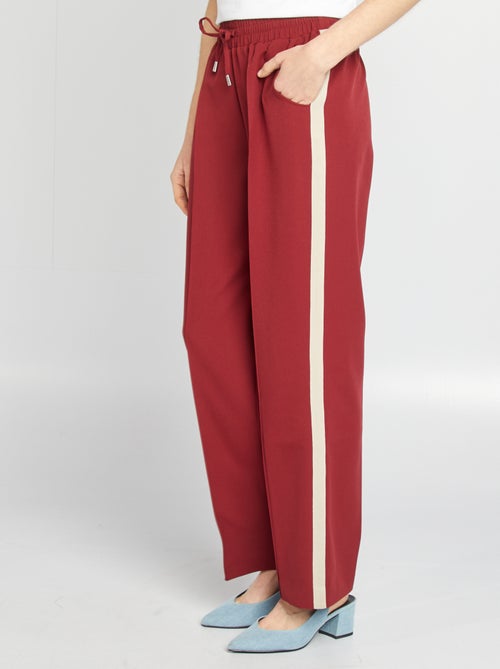 Pantalon large taille haute avec bandes contrastantes - Kiabi