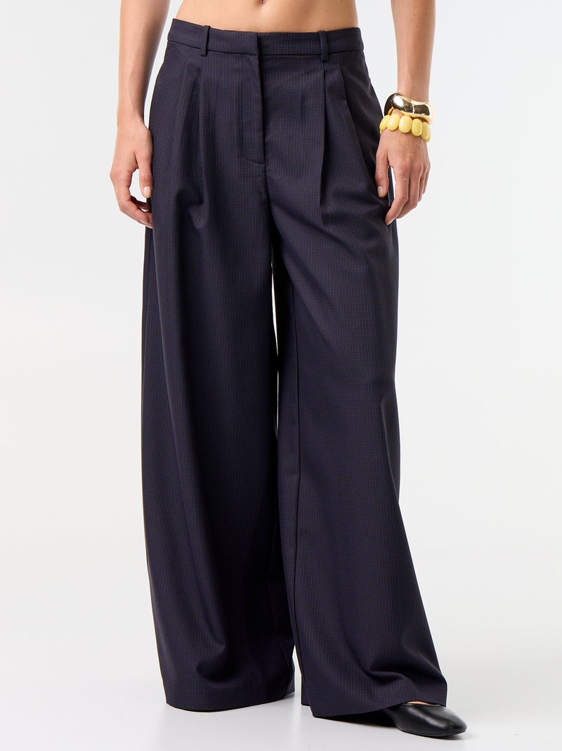 Pantalon large taille haute Bleu - Kiabi