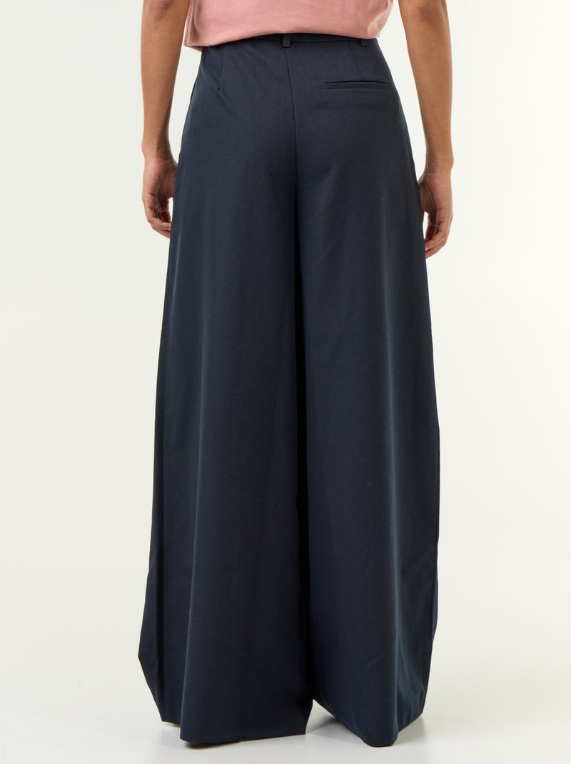 Pantalon large taille haute Bleu - Kiabi