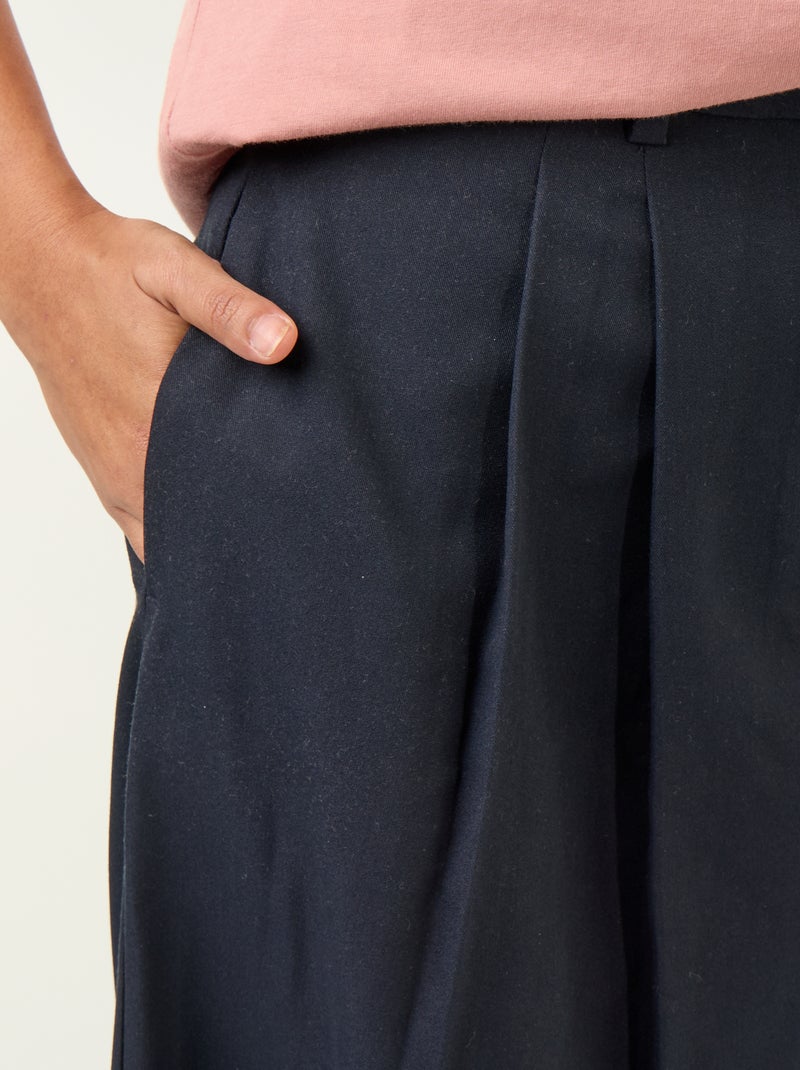 Pantalon large taille haute Bleu - Kiabi