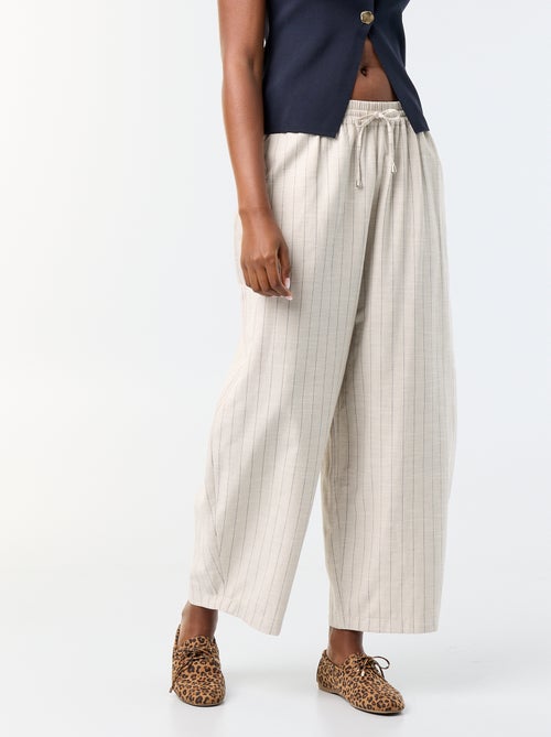 Pantalon large taille haute en lin mélangé - Kiabi