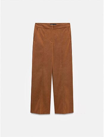 Pantalon large taille haute en suédine dilvin