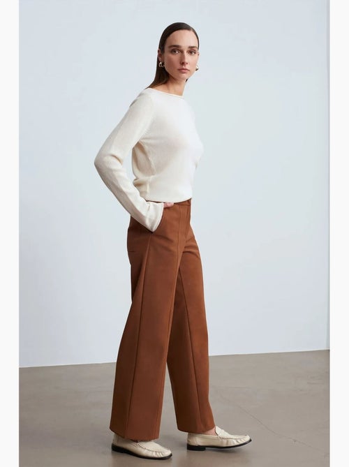 Pantalon large taille haute en suédine dilvin - Kiabi Pantalon large taille haute en suédine dilvin - Kiabi
