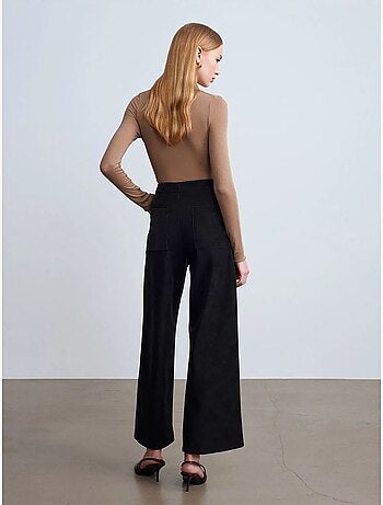 Pantalon large taille haute en suédine dilvin