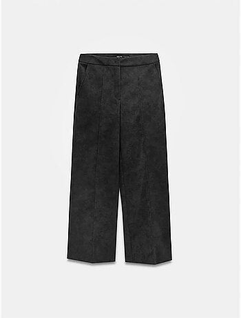 Pantalon large taille haute en suédine dilvin