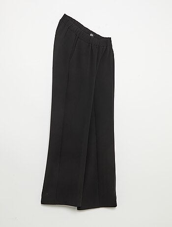 Pantalon large taille haute femme en maille légère