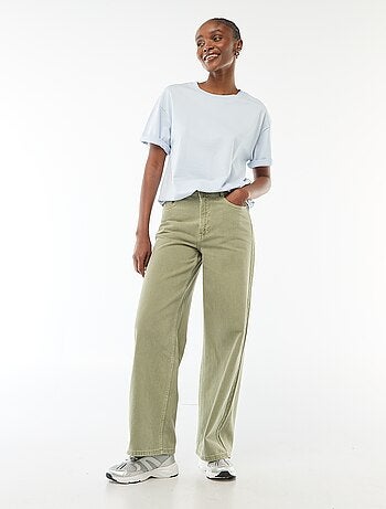 Pantalon large femme en twill