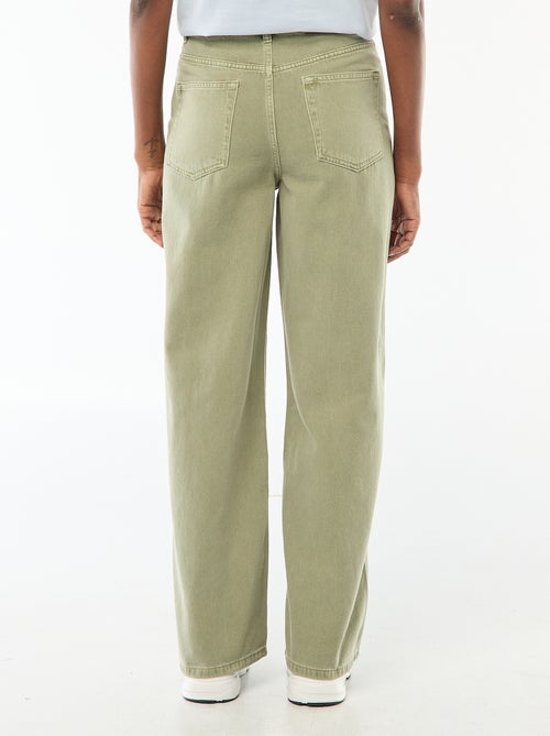 Pantalon large taille haute femme en twill - Kiabi